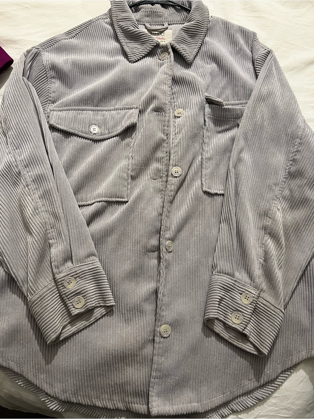 Ashley By 26 International Ribbed Corduroy Shirt Jacket in Light Gray